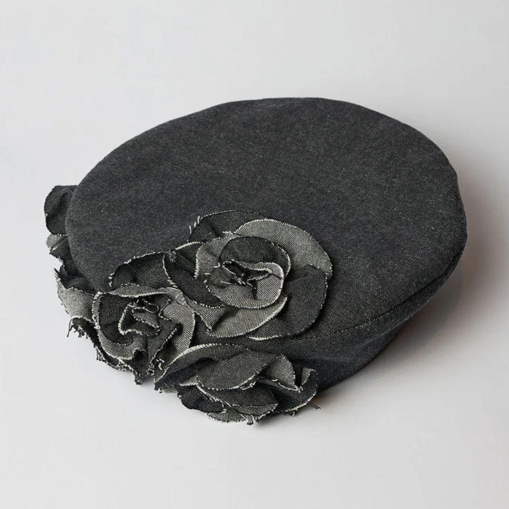 【新品未使用】共花ベレー black バライロノボウシ 花飾り