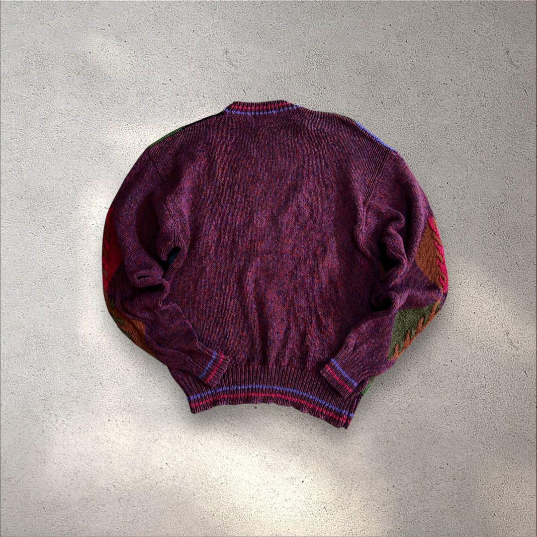 【希少】Alexander Julian 3Dパッチワーク ニット L 総柄