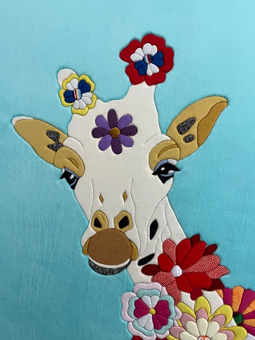 キメコミアート　パッチワーク　デザインアート　壁掛けインテリア　キリン