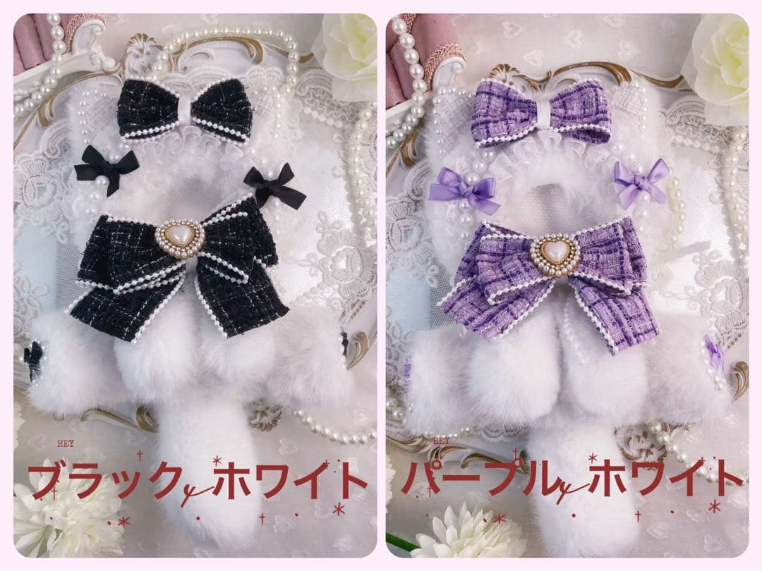 ♡ ツイード風　お座りぬい服　猫耳　10cm♡ ⑧ピンク、水色合計2点