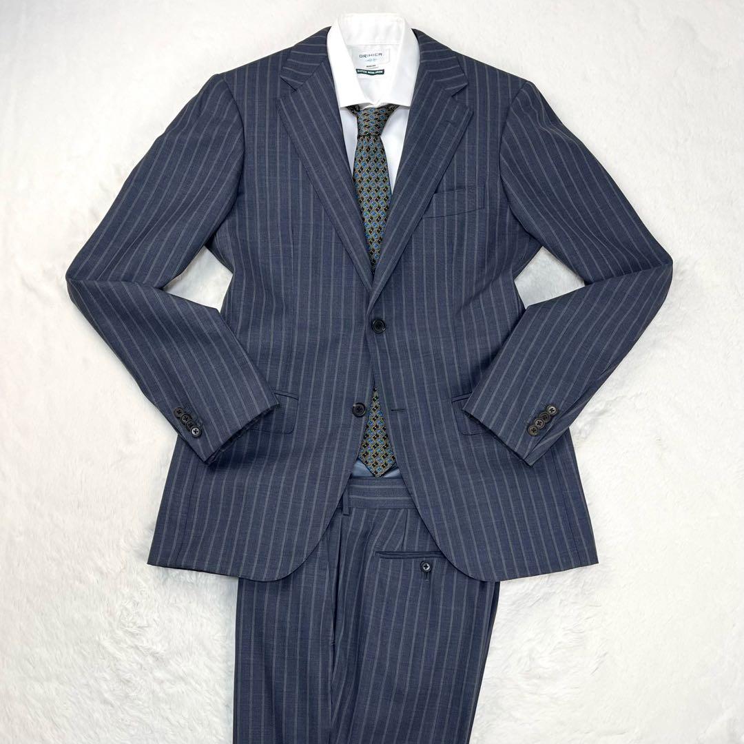 極上シルク混 Brilla per il gusto チョークストライプ スーツ