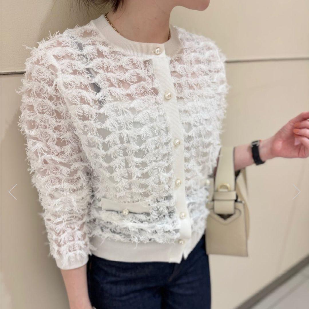 allureville シアーカットジャガードカーディガン