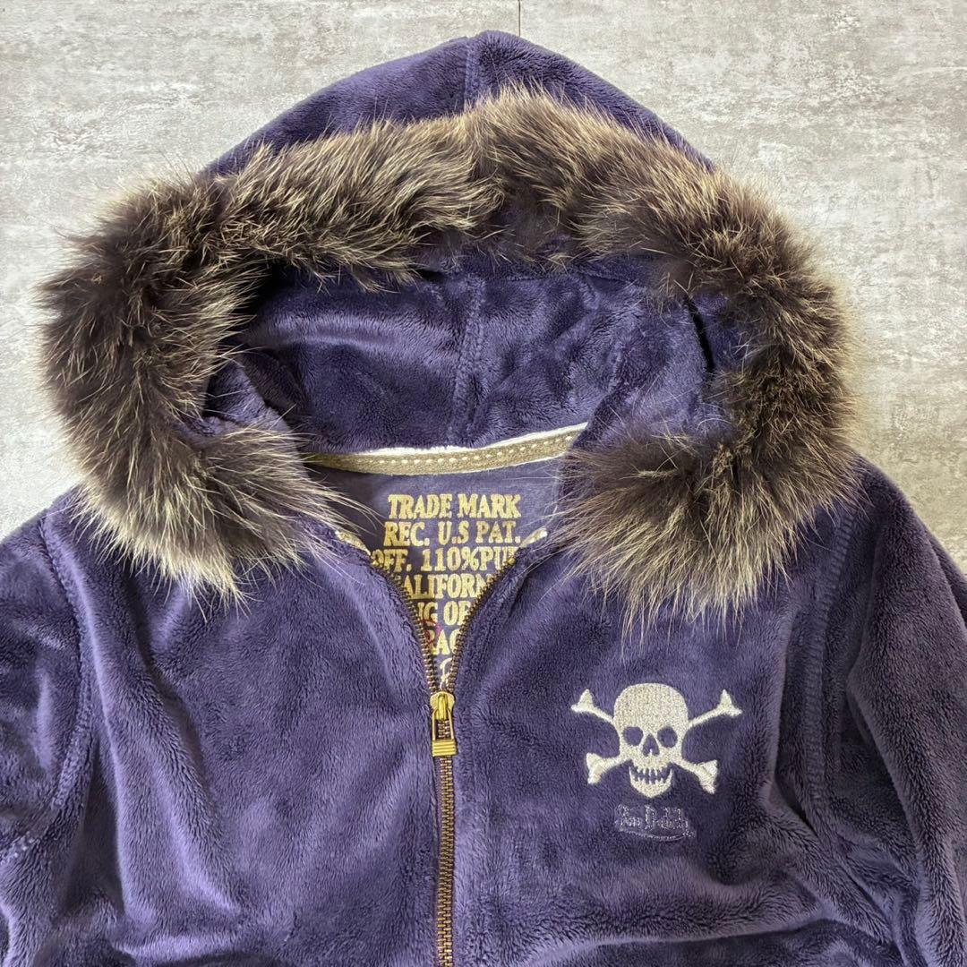 00s y2k old 短丈　パープル　　ダブルジップ　ジップアップパーカー