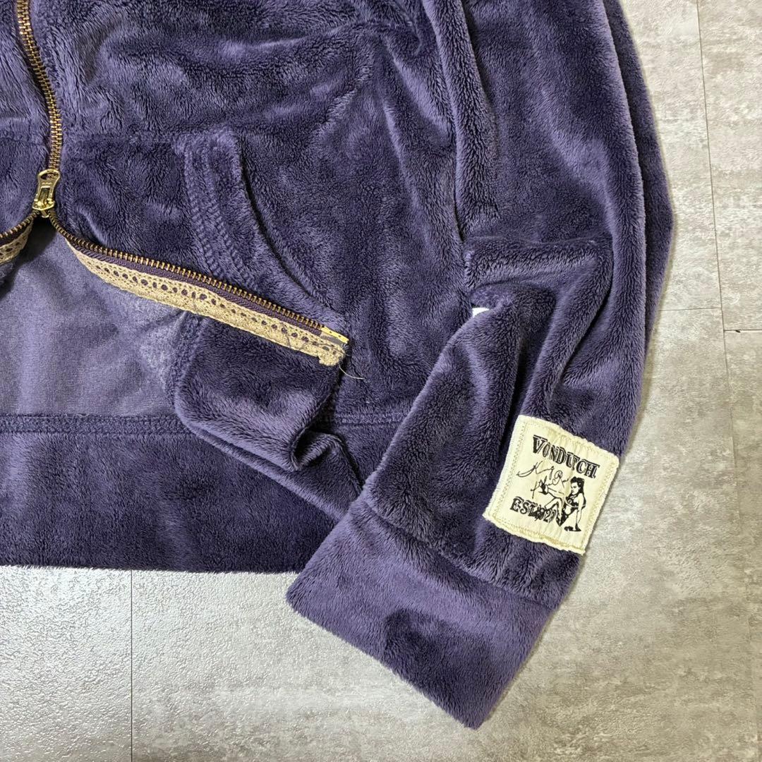 00s y2k old 短丈　パープル　　ダブルジップ　ジップアップパーカー