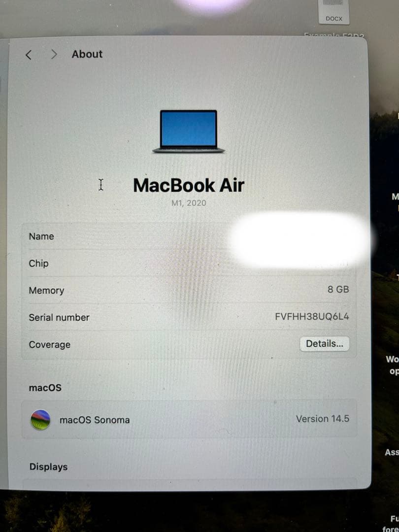 MacBook Air M1 (2020モデル) スペースグレイ　本体