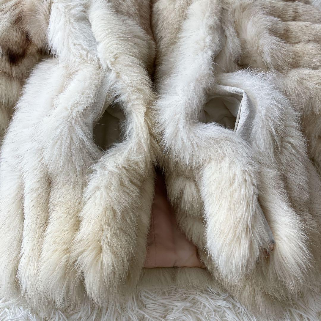 サガフォックス フォックスファー ファーコート リアルファー 本毛皮 銀サガ L