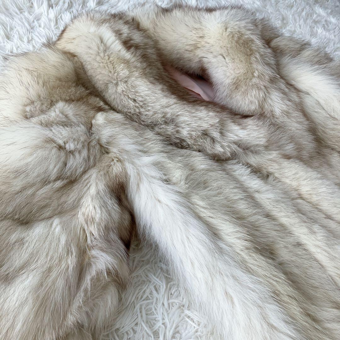 サガフォックス フォックスファー ファーコート リアルファー 本毛皮 銀サガ L