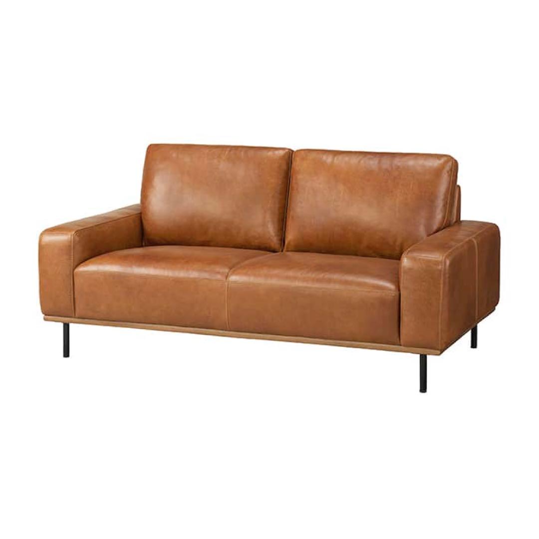 Unico SUABI レザーソファ 2.5人掛け　アイアン脚　本革　おまけ付