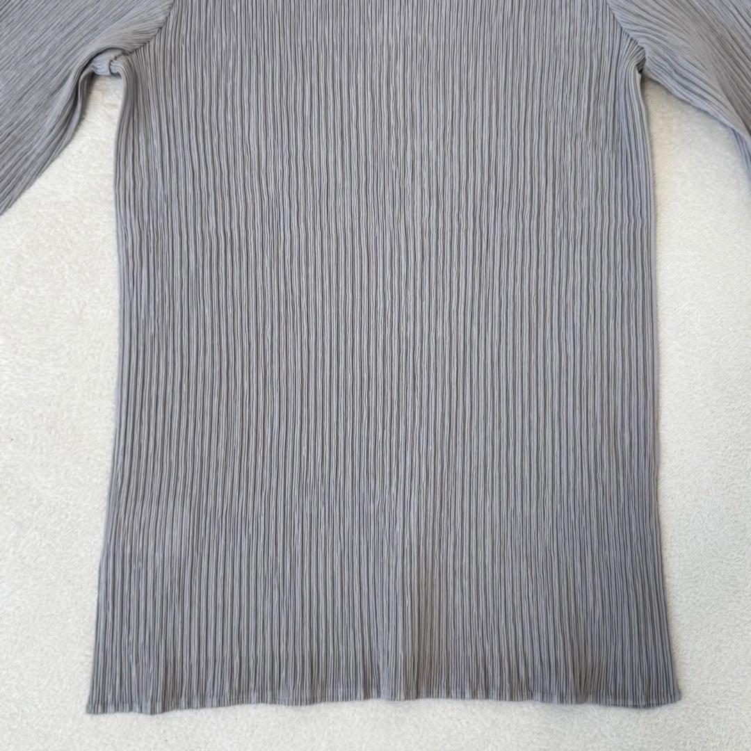 極美品✨ISSEY MIYAKE プリーツ　グレー　長袖　ハイネック　Lサイズ