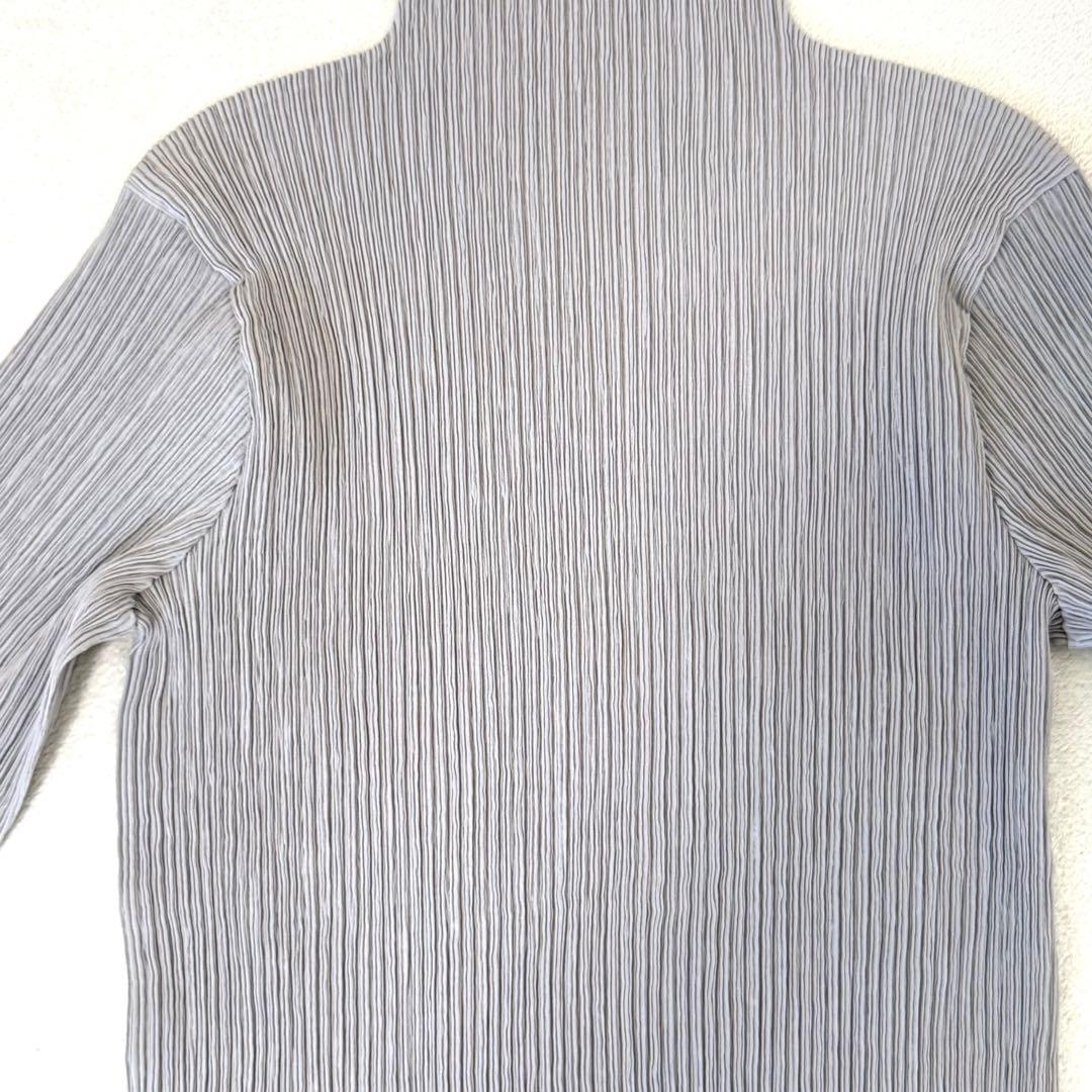極美品✨ISSEY MIYAKE プリーツ　グレー　長袖　ハイネック　Lサイズ