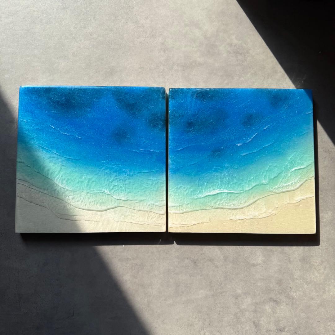 2点セット　レジンアート　海アート　エポキシレジンアート　インテリア　壁掛け