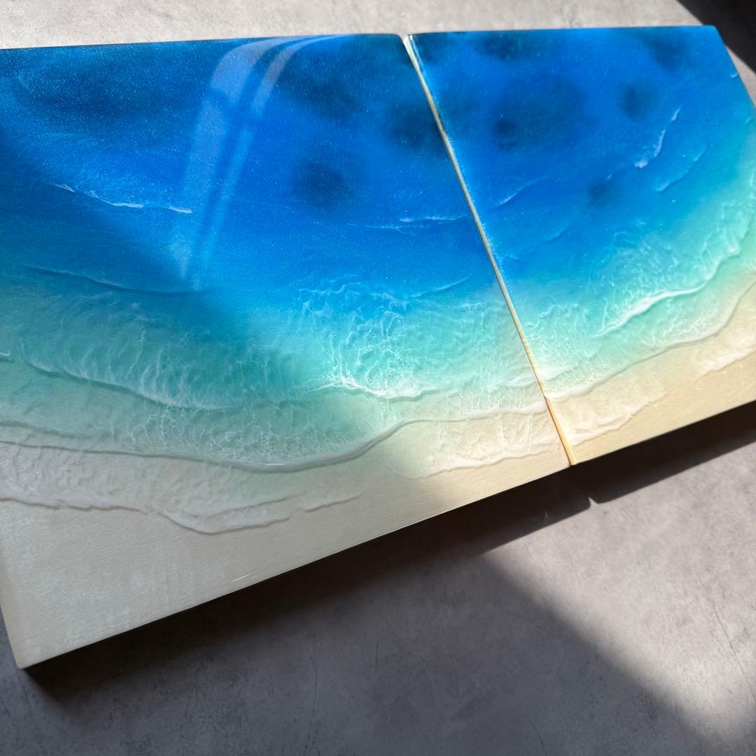 2点セット　レジンアート　海アート　エポキシレジンアート　インテリア　壁掛け