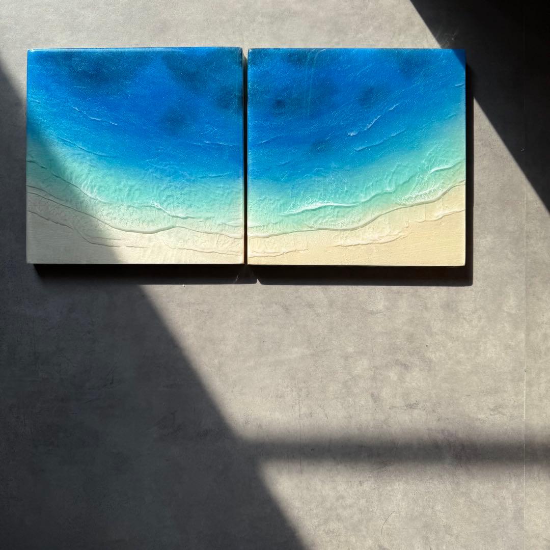 2点セット　レジンアート　海アート　エポキシレジンアート　インテリア　壁掛け