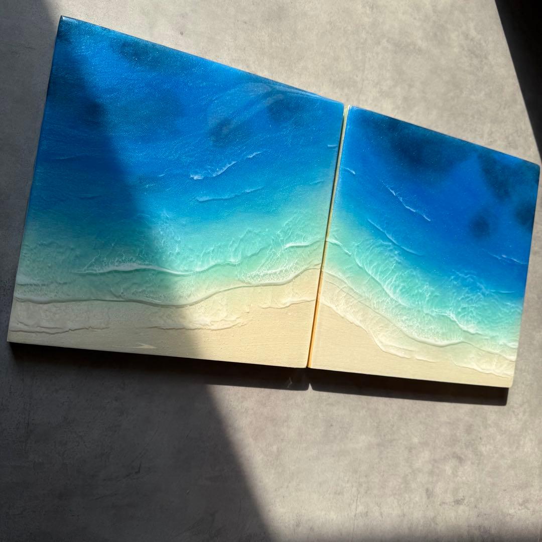 2点セット　レジンアート　海アート　エポキシレジンアート　インテリア　壁掛け