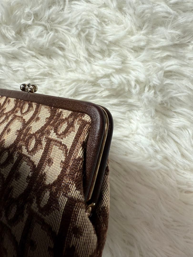 クリスチャンディオール 小銭入れ　2層　ドロッター柄　がま口　ブラウン