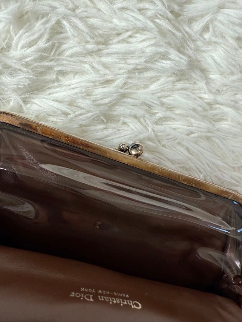 クリスチャンディオール 小銭入れ　2層　ドロッター柄　がま口　ブラウン