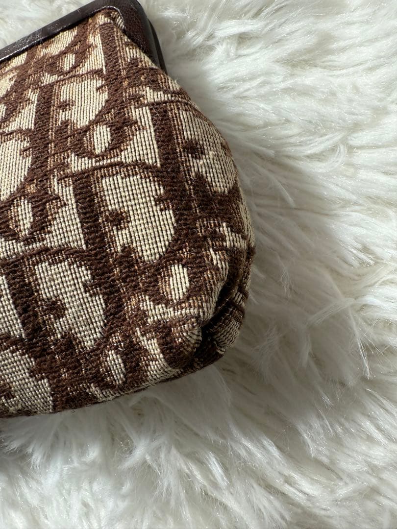 クリスチャンディオール 小銭入れ　2層　ドロッター柄　がま口　ブラウン