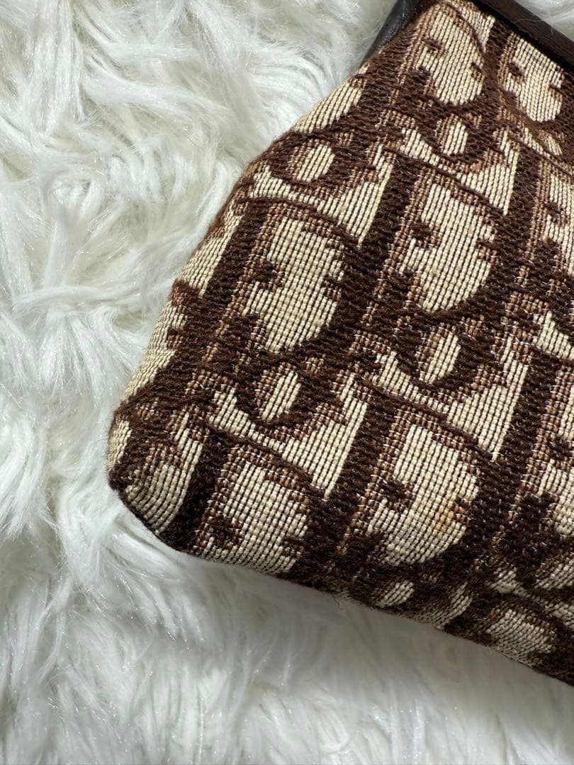 クリスチャンディオール 小銭入れ　2層　ドロッター柄　がま口　ブラウン