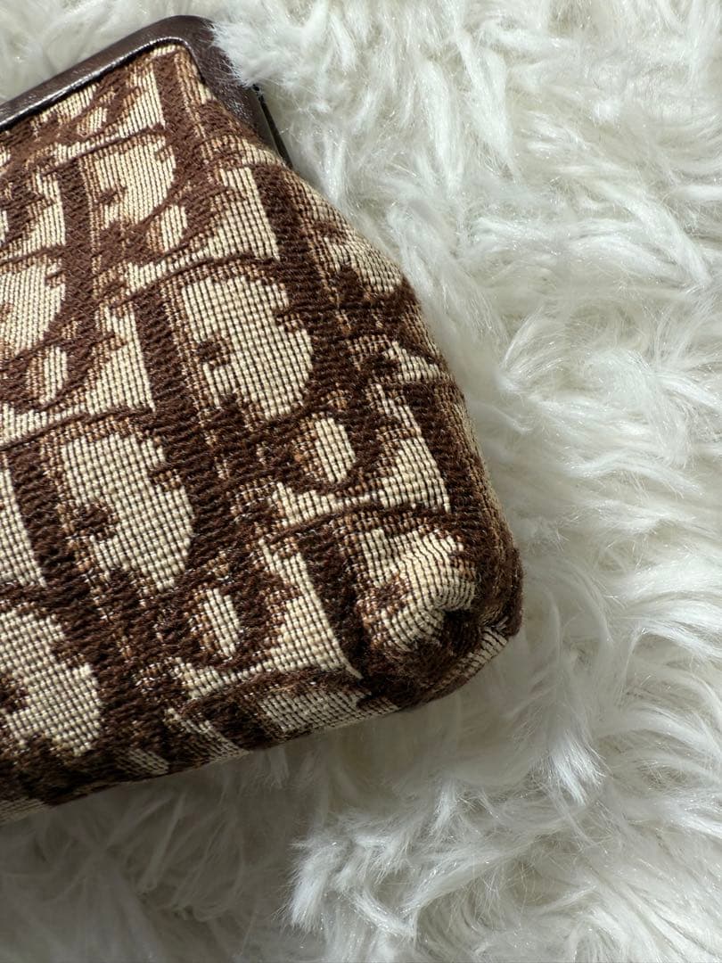 クリスチャンディオール 小銭入れ　2層　ドロッター柄　がま口　ブラウン