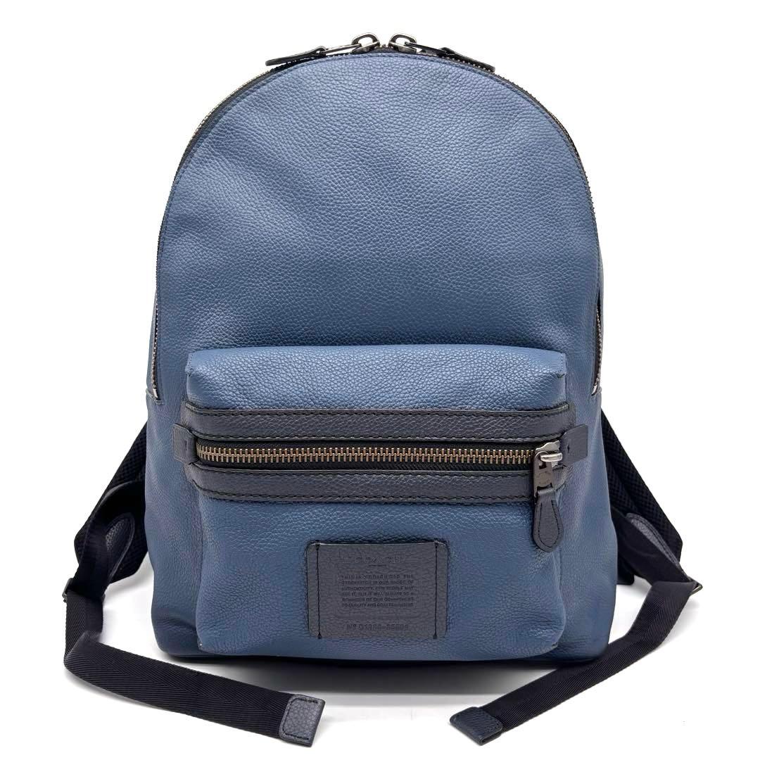 ✨極美品✨コーチ　アカデミー　バックパック　2室　ペプルレザー　ブルー　大容量