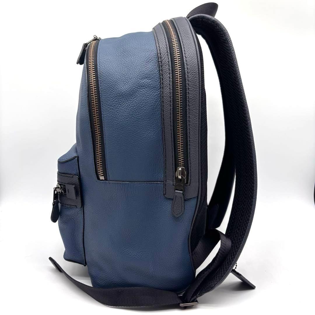 ✨極美品✨コーチ　アカデミー　バックパック　2室　ペプルレザー　ブルー　大容量