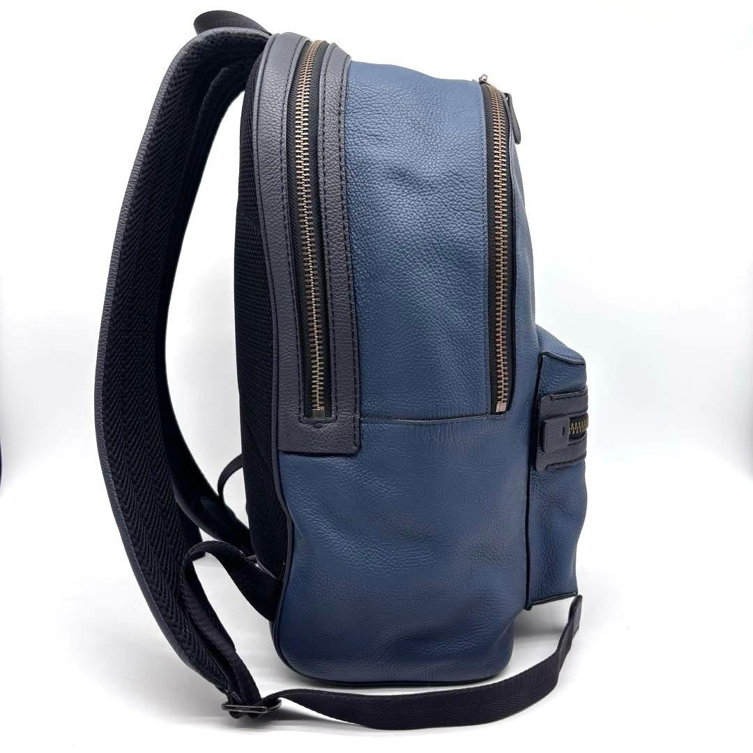 ✨極美品✨コーチ　アカデミー　バックパック　2室　ペプルレザー　ブルー　大容量