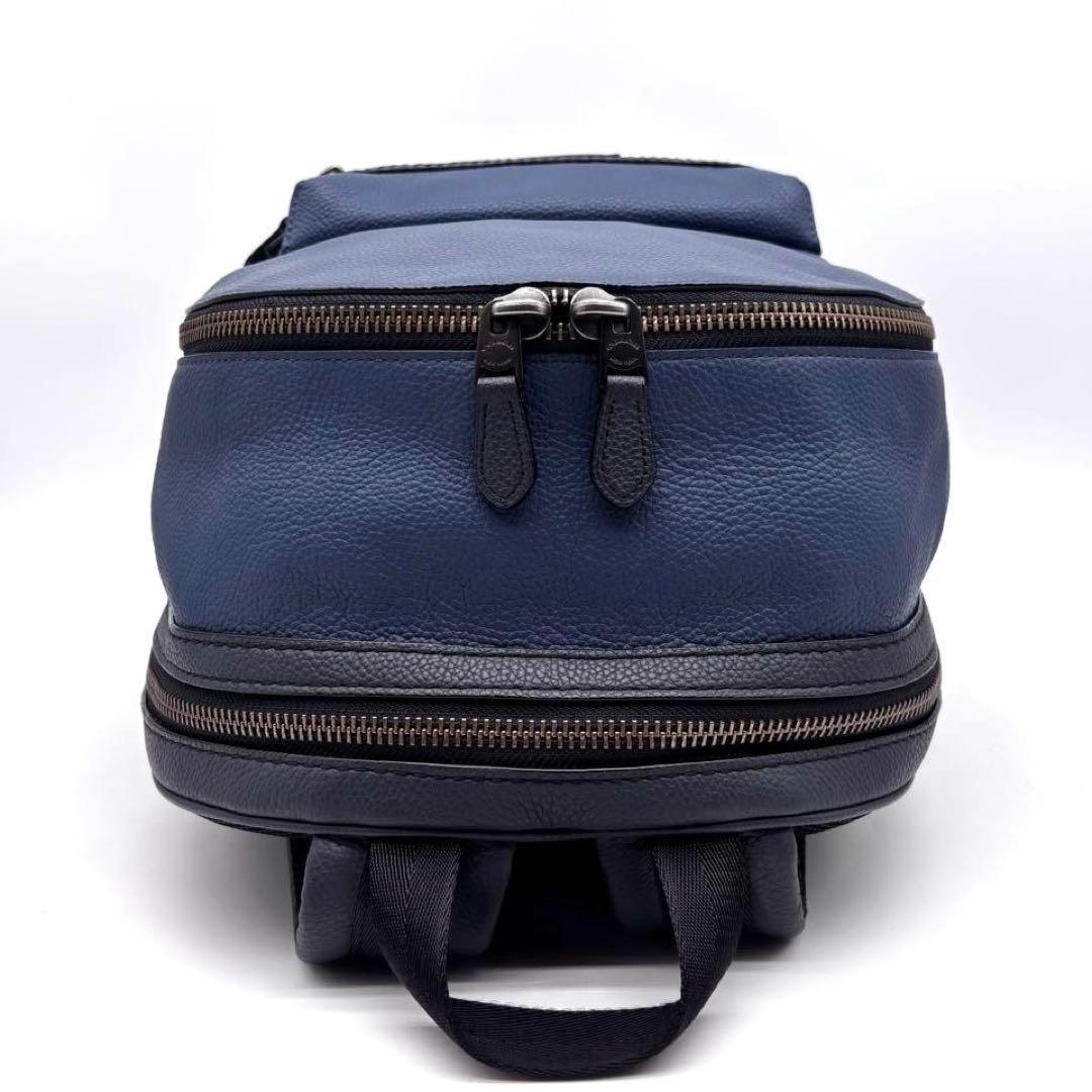 ✨極美品✨コーチ　アカデミー　バックパック　2室　ペプルレザー　ブルー　大容量