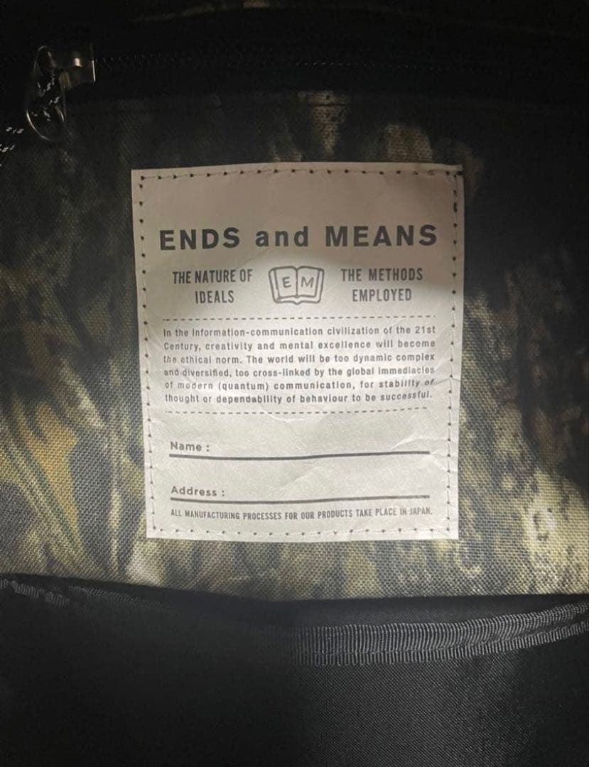 ENDS and MEANS DAYTRIP バックパック リアルツリー