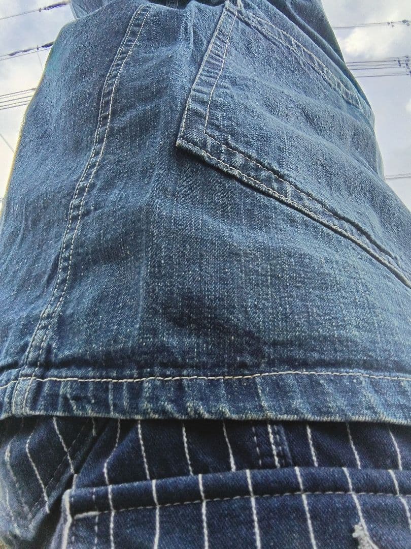 緊急値下げ40sデニムカバーオール ボタンフロント薄いデニム