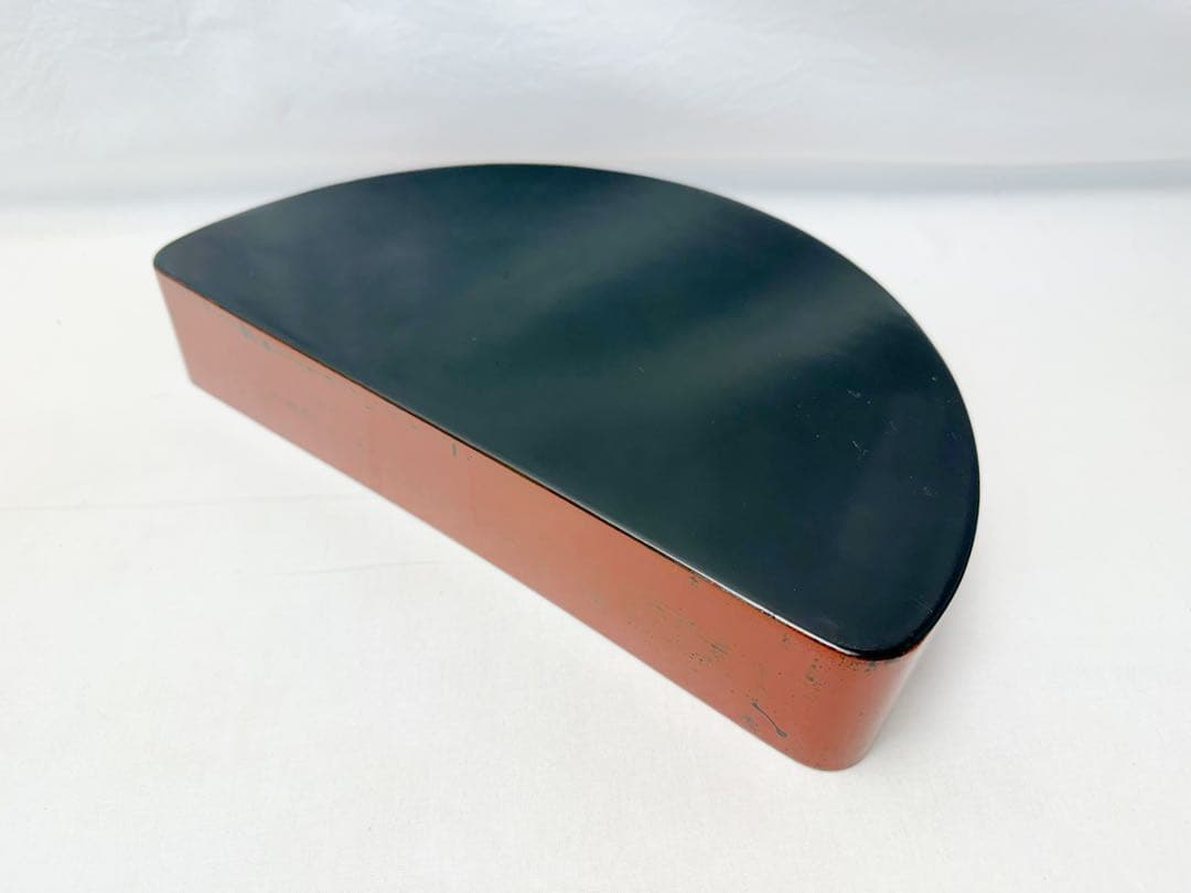 懐石道具 木製 根来塗 半月形 弁当箱5客組 内黒 会席道具 和食器