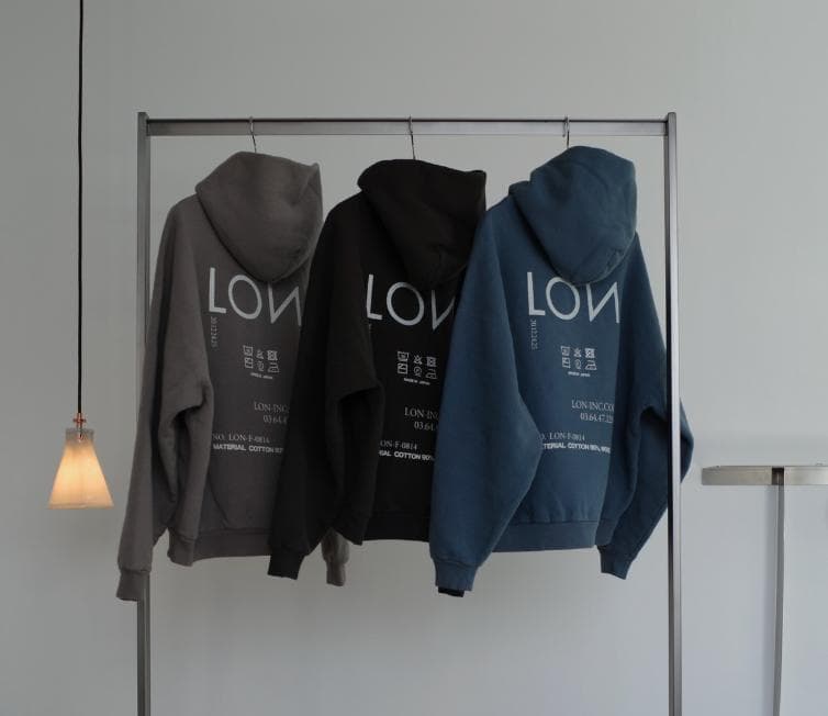 完売品【LON】新作フーディーTwo Side Hoodie/ Charcoal