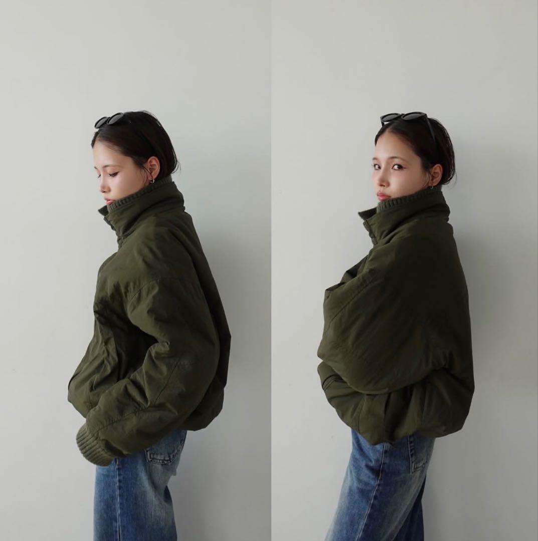 yayoi × callautia リブニット中綿ジャケット《カーキ》