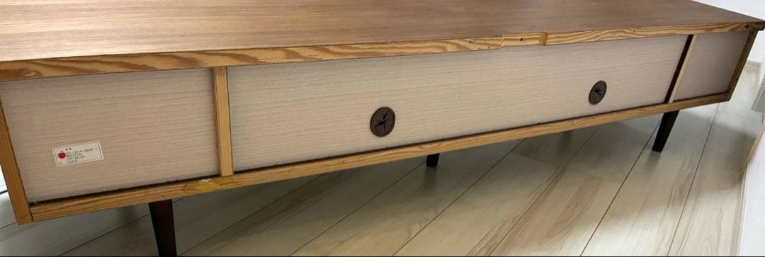 ウォールナット　木製テレビ台 引き出し付き