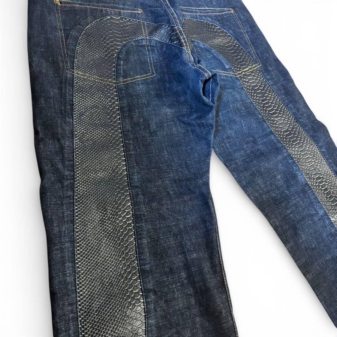 戸*妹様 EVISU エビス 大黒 レザー ブラック ビックカモメ 赤耳 W36