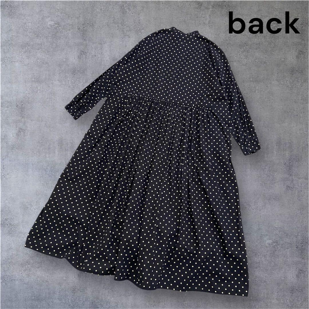 SOIL ソイル　40S ポプリン ドットプリントシャツワンピース　長袖　ロング