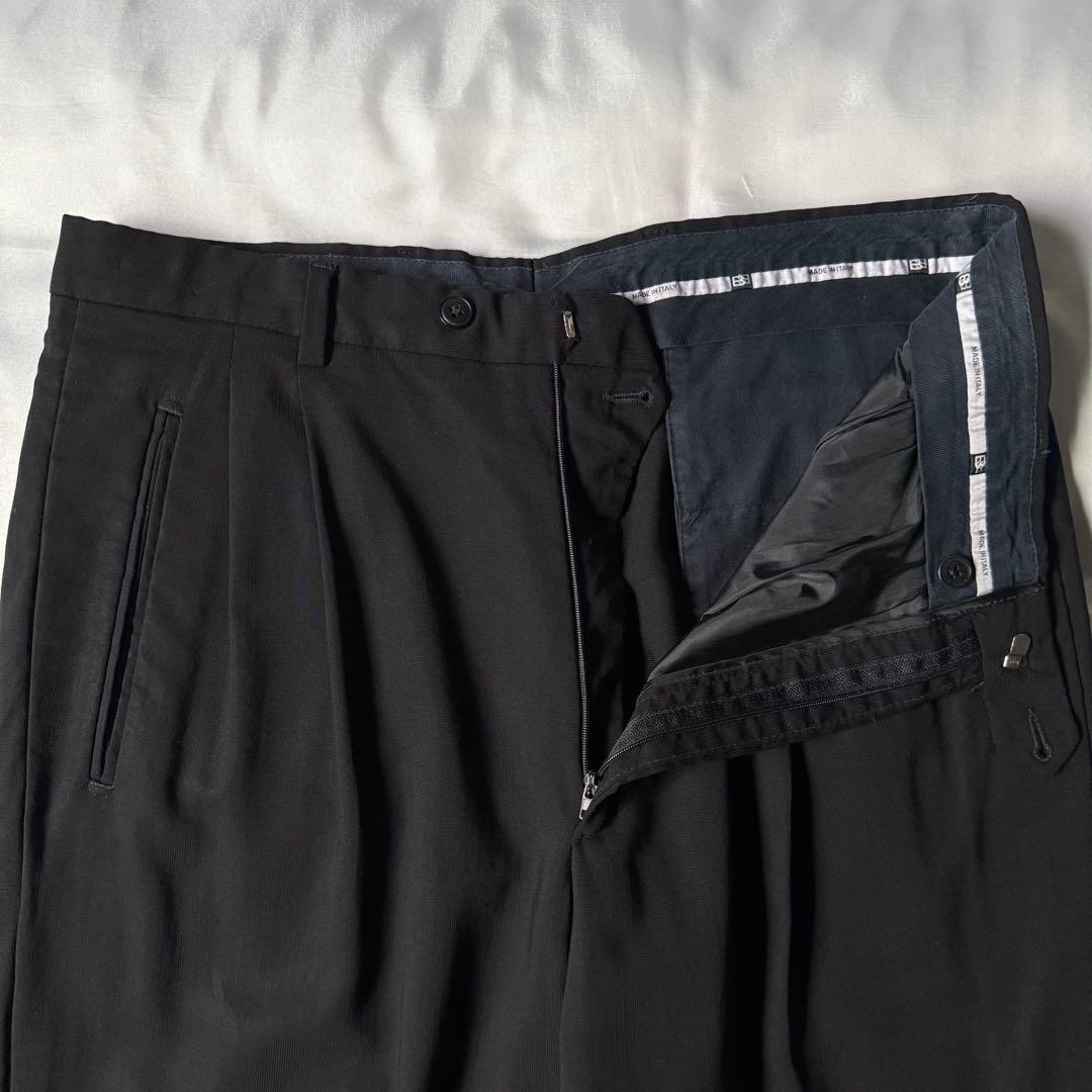 90s vintage イタリア製 ウール ツータック ワイドスラックス ユーロ