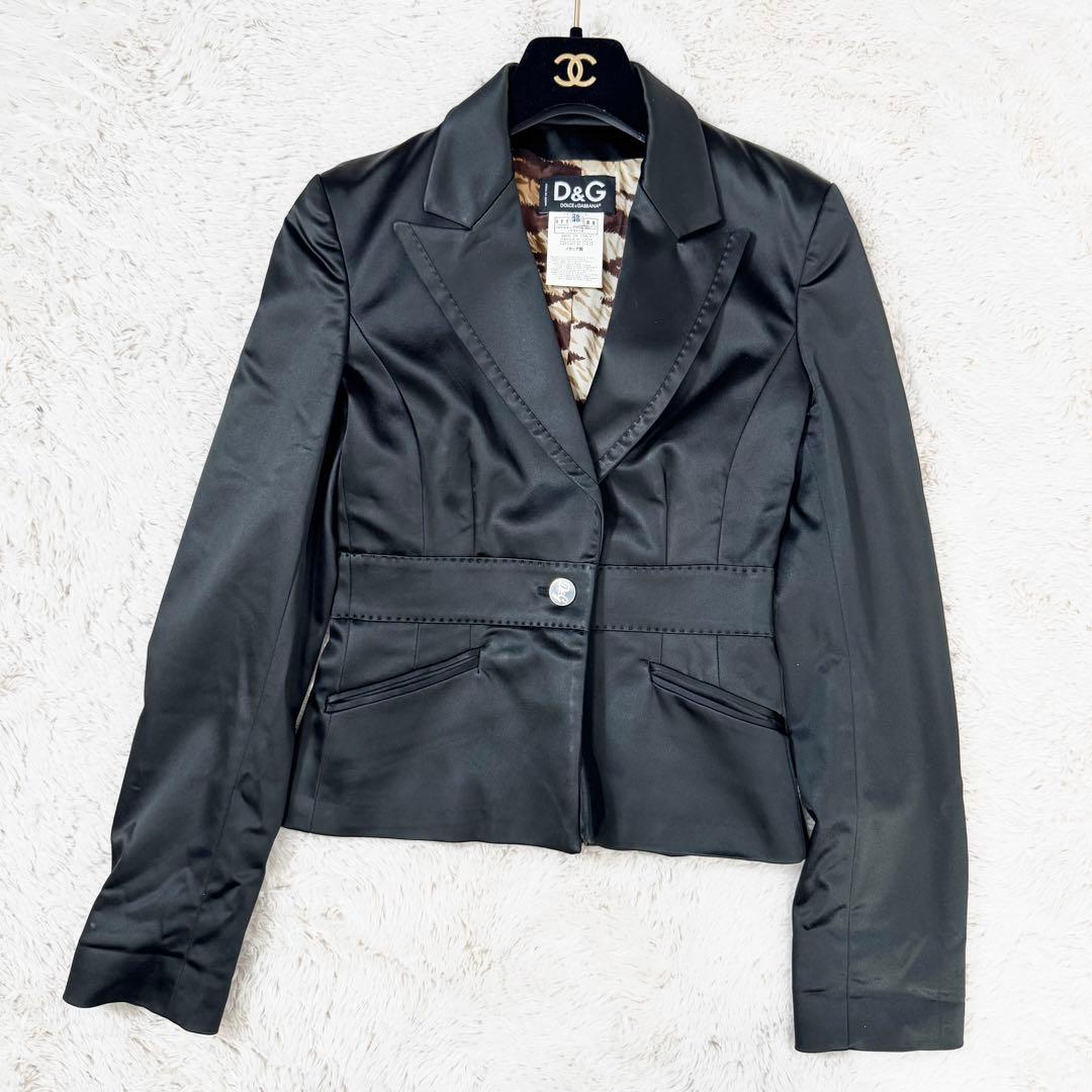 極美品 D＆G ジャケット テーラード ジャケット ドレス トラ柄 ロゴ釦