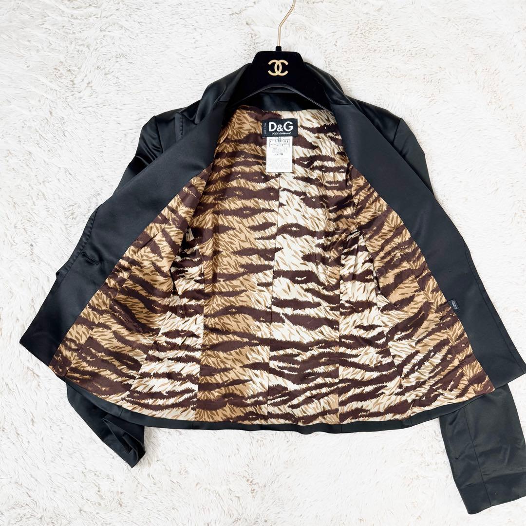 極美品 D＆G ジャケット テーラード ジャケット ドレス トラ柄 ロゴ釦