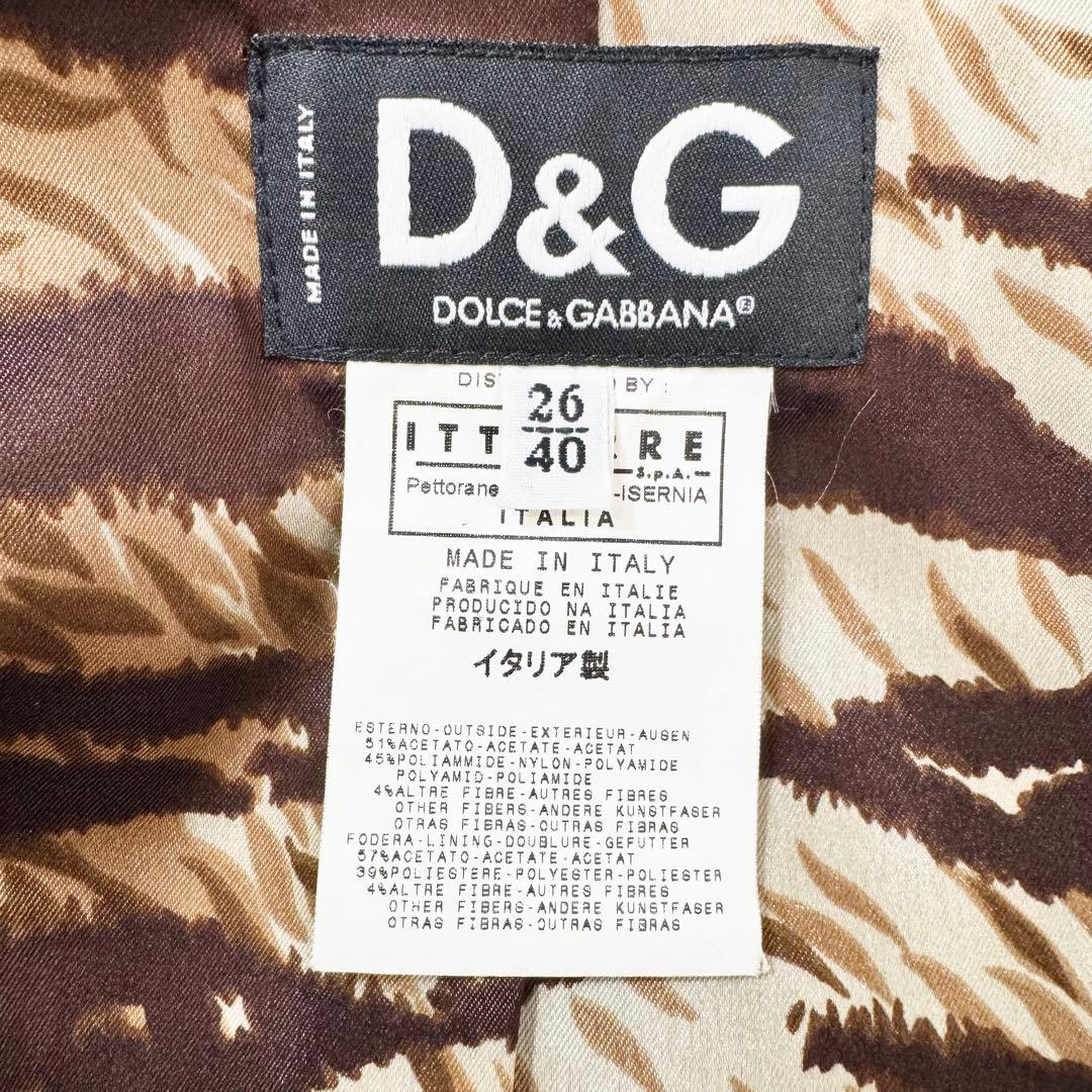 極美品 D＆G ジャケット テーラード ジャケット ドレス トラ柄 ロゴ釦