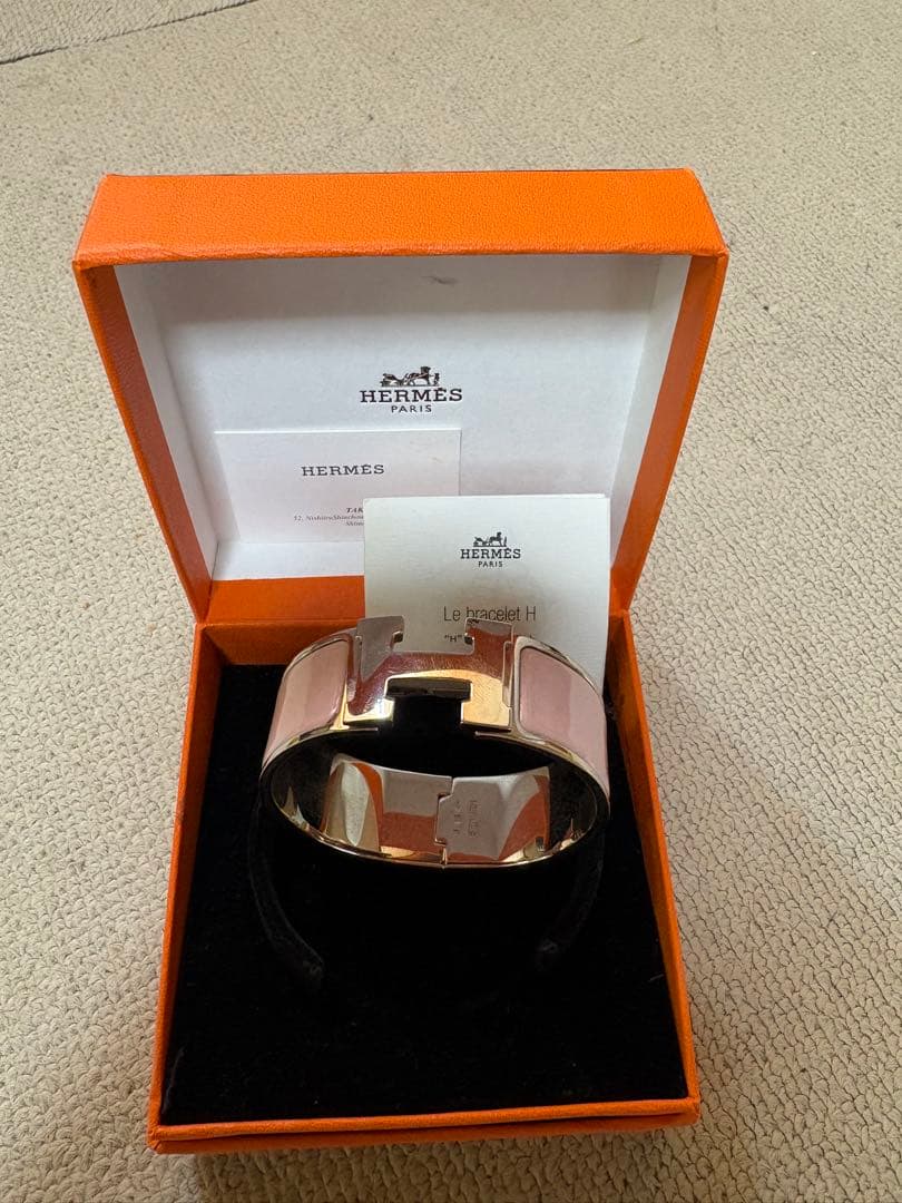 (*)様 HERMES bracelet H ピンク バングル　エルメス　クリッ