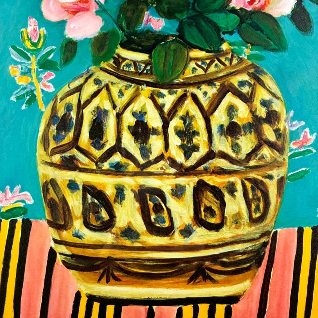 美品 児島善三郎「ペルシャ壺にバラ」リトグラフ 印章有 兒嶋俊郎監修証明シール有