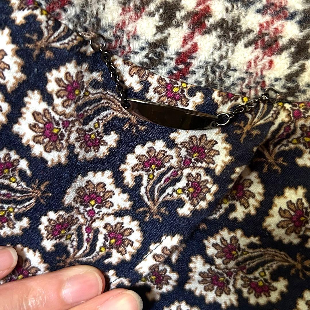 美品　2022年ロイスクレヨン チェック柄ファー別襟　素敵なデザインロングコート