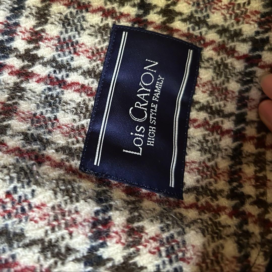 美品　2022年ロイスクレヨン チェック柄ファー別襟　素敵なデザインロングコート