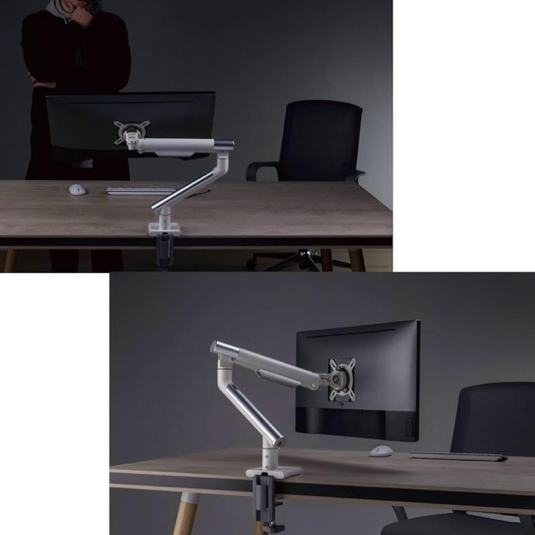 ホワイト モニターアーム VESA対応