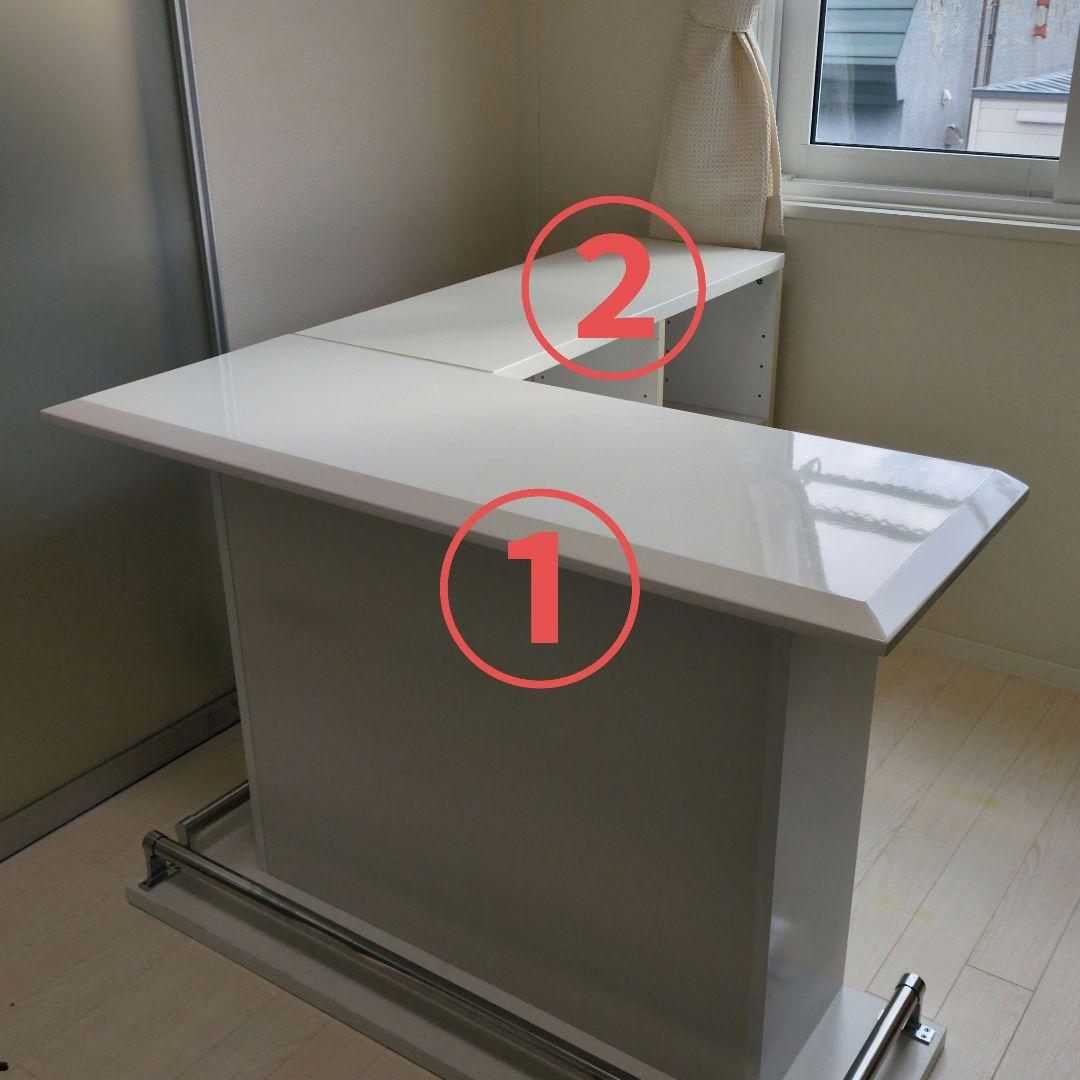 ホワイト L字型カウンターテーブル①のみ