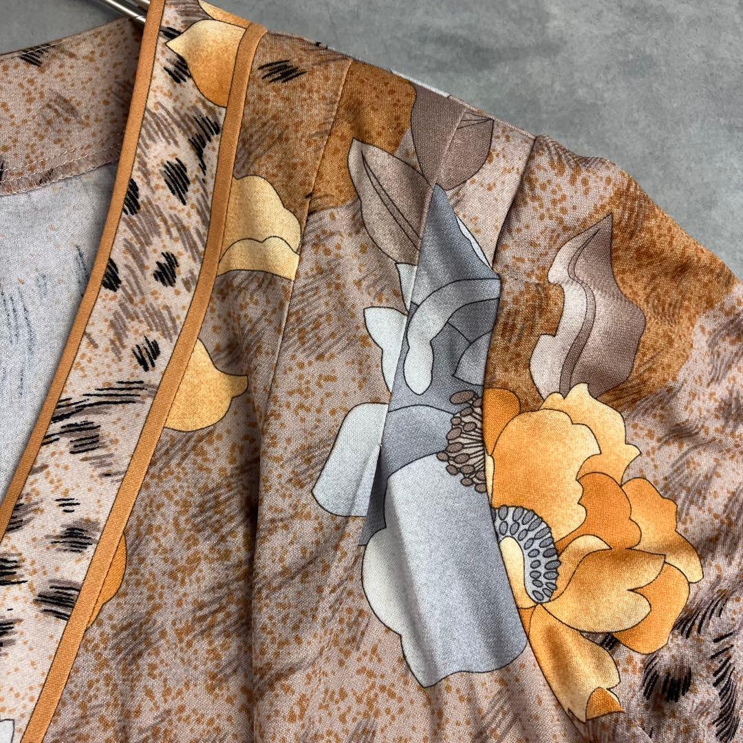 LEONARD レオナール 総柄カーディガン 42 大きいサイズ カンカン 花柄