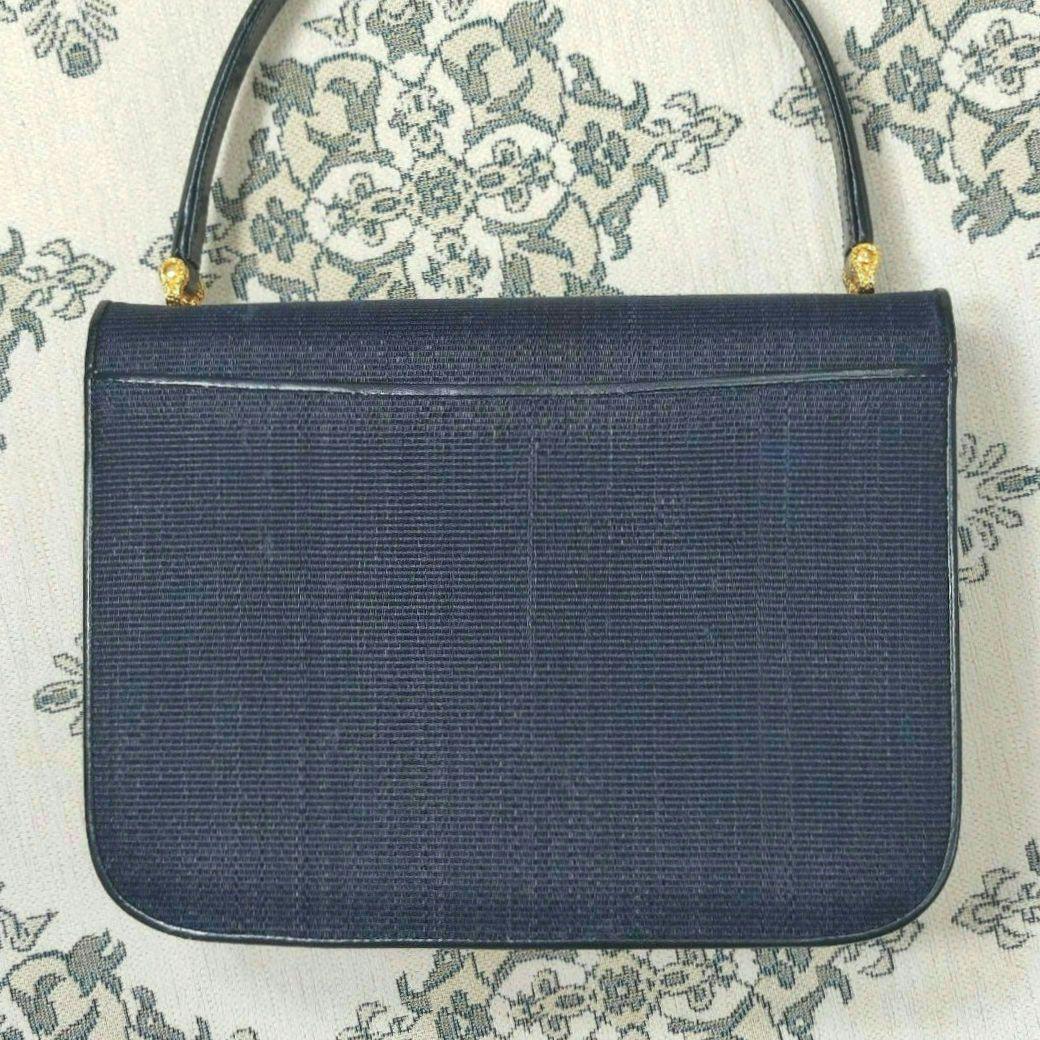 COMTESSE　コンテス　ワンハンドルバッグ　ホースヘアー×レザー　ネイビー