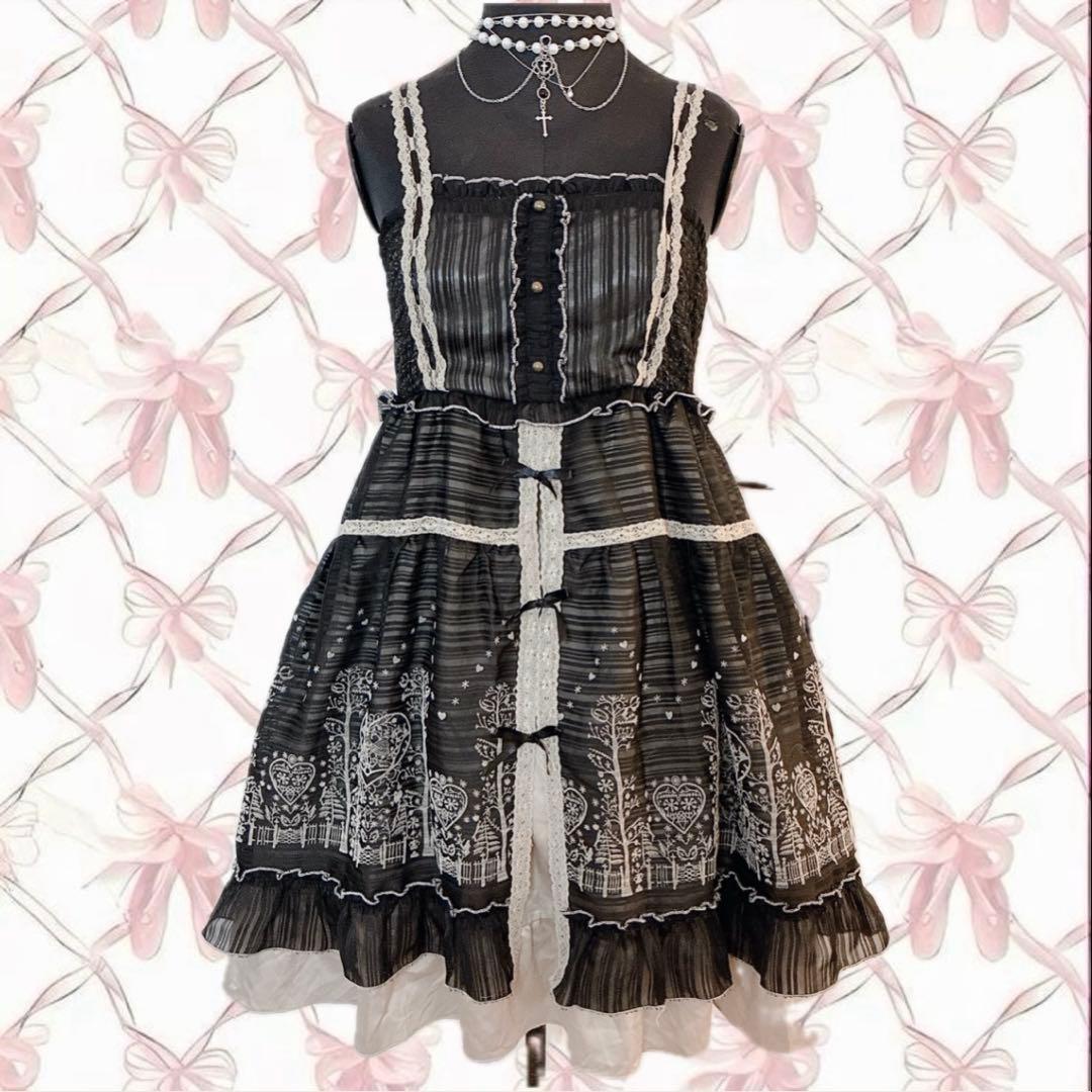 axes femme 2点セット リボン レース ワンピ ダークコア 姫 平成