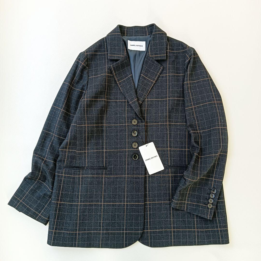 新品タグ付き✨ 現行品 エメルリファインズ グレンチェックテーラードジャケットb