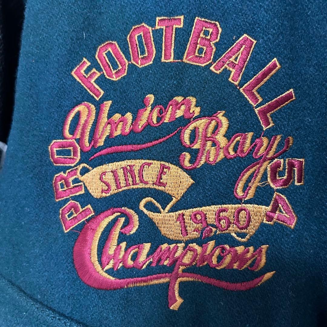 【kanaka】ユニオンベイ【L】スタジャン バックロゴ レザー切替え　革